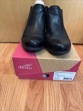 Dansko Black Luann Burnished Nubuck Slip-On Clogs